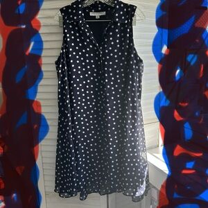 Emma & Michele Navy Polka Dot Midi Dress